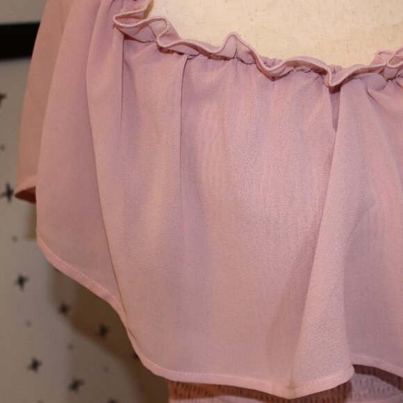 Women's Elegant Maternity Off The Shoulder Ruffle Bodycon Maxi Dress Smocked-LRG - Picture 2 of 7